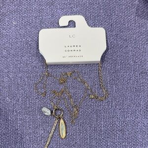 LC Lauren Conrad Gold Multi-Pendant Necklace with White Accents